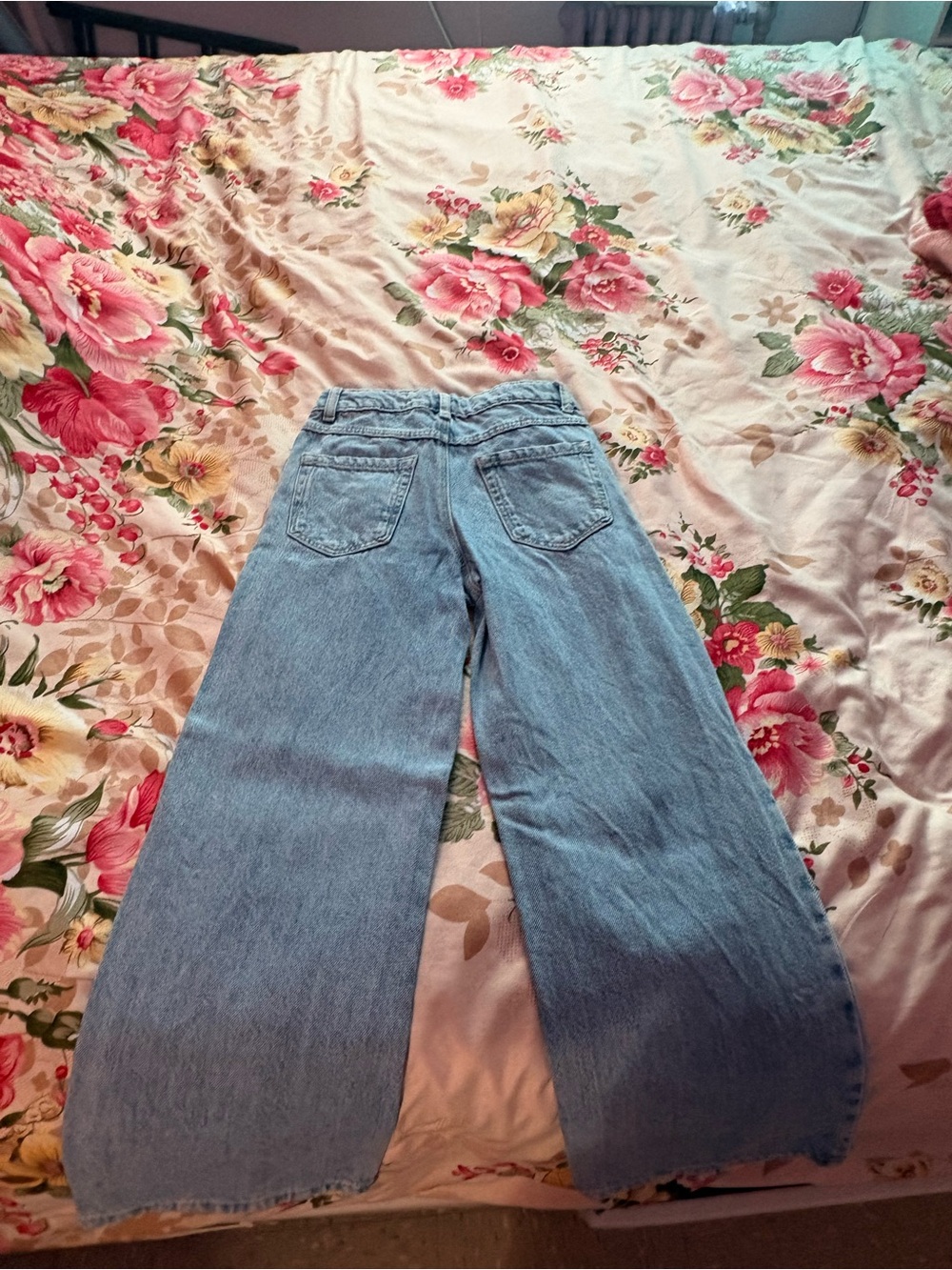Girls Rhinestone Denim wide leg jeans